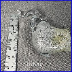 Art Glass Elephant Paperweight Silver Granna Glasbruk Sweden Handmade Signed