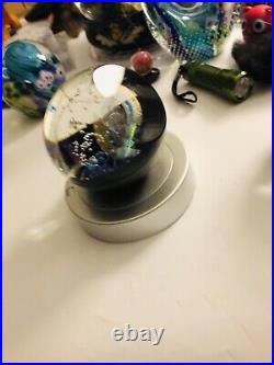 Art Glass Galaxy Orb 4 Paperweight World Inside a Sphere Signed OOAK New