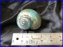 Art Glass Hand Blown Paperweight Artist Michael Reid Iridescent Spiral Shell