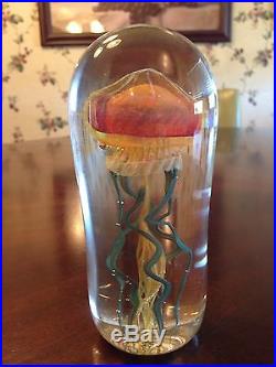 Art Glass Murano Style Jellyfish Paperweight Sculpture