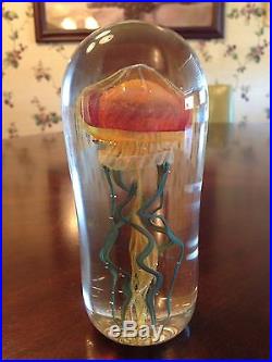 Art Glass Murano Style Jellyfish Paperweight Sculpture