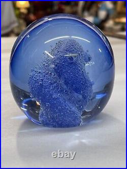Art Glass Paperweight Signed Ed Kachurik 2004 Blue Atomic