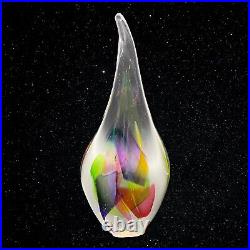 Art Glass Teardrop Shaped Multicolor Large Paperweight Decor 12T 5W