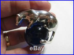 Auth Rare Cartier Sterling Silver Panther&blue Crystal Ball Paperweight-no Res