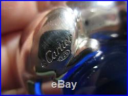 Auth Rare Cartier Sterling Silver Panther&blue Crystal Ball Paperweight-no Res