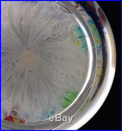 BACCARAT ART GLASS PAPERWEIGHT, SPACED MILLEFIORI ON LATTICINIO, 1971, #675, 3D