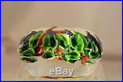 BEAUTIFUL Magnum RANDALL GRUBB Art Glass GRAPES & VINES Clear Ground PAPERWEIGHT