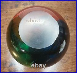 BLENKO Tri Colored Glass Bowl Red Blue Green #5831 Wayne Husted Candy Dish