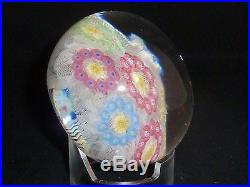 Baccarat 1971 Lovely Cane Wreaths on Latticinio Paperweight LE #569 EC