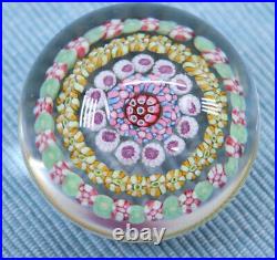 Baccarat Concentric Millefiori Style Glass Paperweight Signed Pastel Canes