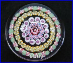 Baccarat Concentric Millefiori Style Glass Paperweight Signed Pastel Canes