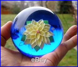 Baccarat Paperweight Signed, 1980, Limited Edition 61/75, Yellow Dahlia