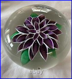 Baccarat Purple Lampwork Dahlia glass paperweight 1974