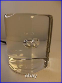 Barbini Signed Clear Art Glass Cylinder with Flat Side & Bubble RARE 3 pounds