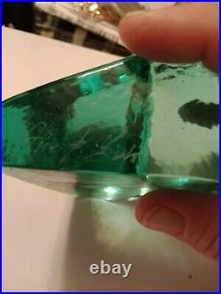 Beautiful Authentic Fire & Light Glass Recycled Signed Heart Paperweight