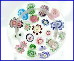 Beautiful Clichy Faceted Spaced Millefiori Paperweight with Rose