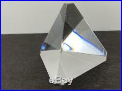 Beautiful Crystal STUEBEN Art Glass TETRAHEDRON Prism Paperweight Signed