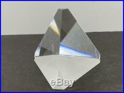 Beautiful Crystal STUEBEN Art Glass TETRAHEDRON Prism Paperweight Signed