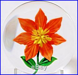 Beautiful RANDALL GRUBB Fully Bloomed FLOWER Art Glass PAPERWEIGHT