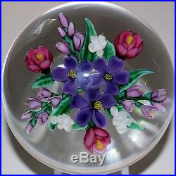 Beautiful RANDALL GRUBB PURPLE BOUQUET of FLOWER Art Glass PAPERWEIGHT