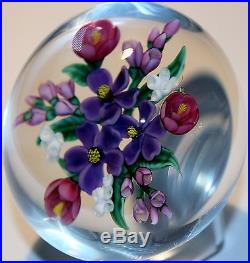 Beautiful RANDALL GRUBB PURPLE BOUQUET of FLOWER Art Glass PAPERWEIGHT