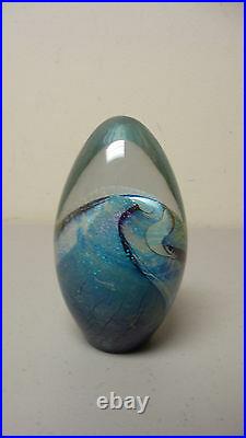 Beautiful Robert Eickholt Art Glass Egg Shape Paperweight, Signed & Dated 1990