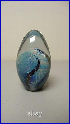Beautiful Robert Eickholt Art Glass Egg Shape Paperweight, Signed & Dated 1990