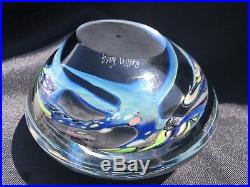 Beautiful Rollin Karg Paperweight Blown Art Glass Sculpture Disc Signed