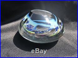 Beautiful Rollin Karg Paperweight Blown Art Glass Sculpture Disc Signed