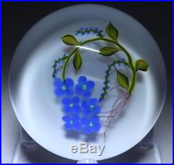 Beautiful STANKARD Early FORGET-Me-NOT Blooming Flowers ART Glass PAPERWEIGHT