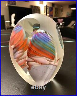 Beautiful Studio Art Glass Paperweight Sculpture Frosted And Clear Glass Signed
