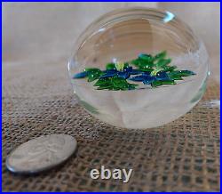 Beautiful Victor Trabucco 1978 Blue Flowers Paperweight Signed and dated