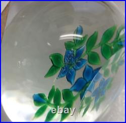 Beautiful Victor Trabucco 1978 Blue Flowers Paperweight Signed and dated