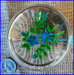 Beautiful Victor Trabucco 1978 Blue Flowers Paperweight Signed and dated