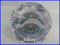 Beautiful WHITEFRIARS Faceted Block Cut Paperweight 1973 Monk Date Cane EC