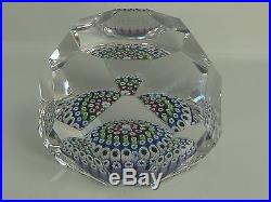 Beautiful WHITEFRIARS Faceted Block Cut Paperweight 1973 Monk Date Cane EC