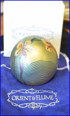 Beautiful handmade signed glass paper weight by ORIENT & FLUME