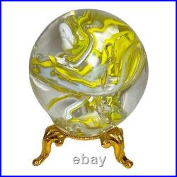 Beautiful, yellow & white paperweight circa 1970, signed by Artist J Katoriy