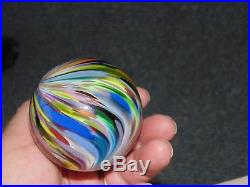 Big Large Mark Matthews 1988 Art Glass Multi-Color Onionskin Swirl Marble 2 1/2