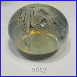 Bill Slade Opalesant Spiral 2003 Art Glass Paperweight 2 Tall x 3.25 Diameter