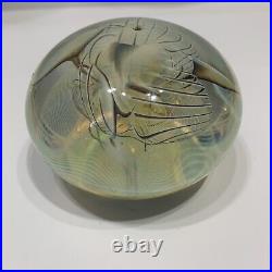 Bill Slade Opalesant Spiral 2003 Art Glass Paperweight 2 Tall x 3.25 Diameter
