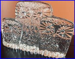 Blenko Don Shepard Art Glass Owl Family Of 3 Sculpture/Paperweight MCM