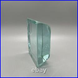 Block Green Heavy Art Glass Paperweight 1lb 3oz 4x3x1.25 Cut Vintage Vtg