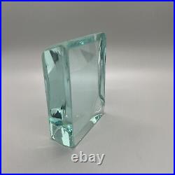 Block Green Heavy Art Glass Paperweight 1lb 3oz 4x3x1.25 Cut Vintage Vtg