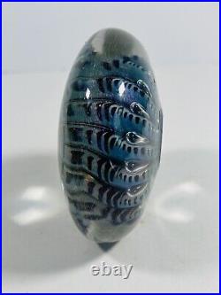 Blue Seashell Art Glass Paperweight Robert Eickholt 1991 Signed