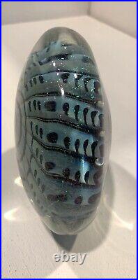 Blue Seashell Art Glass Paperweight by Robert Eickholt 1994