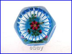 Bob Banford Flower with Hovering Bee Art Glass Paperweight