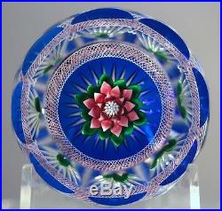 Bob Banford Studio Glass Paperweight Multifaceted Dahlia Flower Exquisite