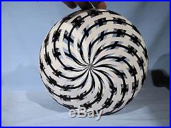 Bowl Hand Made Art Glass James Alloway Black and White 8 inch Diameter