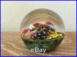 C. RICHARDSON FISHES OVER CORAL GLASS PAPERWEIGHT